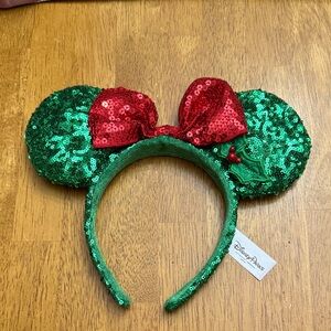 Disney Festive Green and Red Sequin Minnie Ears